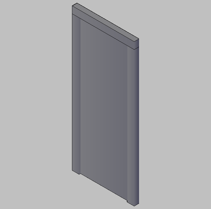 Bloque Autocad Puerta simple 3D 0,90 marco ancho